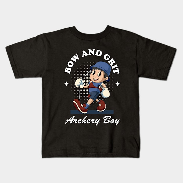 Archery Boy Retro Mascot Kids T-Shirt by milatees